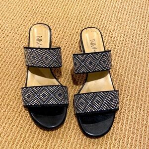 Black beaded sandals